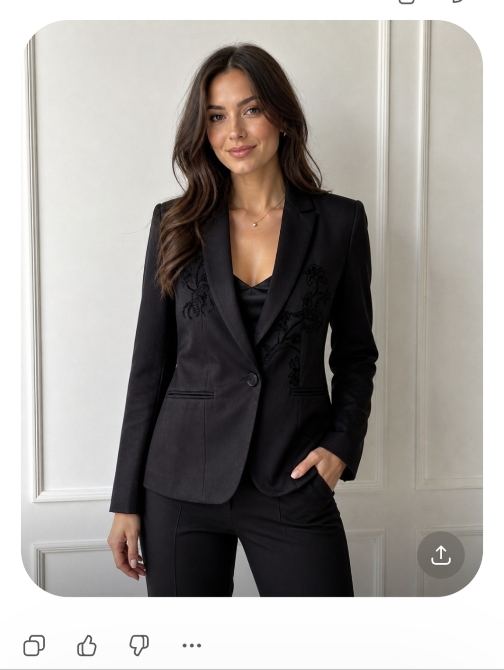 Desigual Elegant Black Blazer with Floral velvetβ embelishment